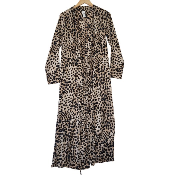H&M Other - H&M Leopard Print Long Sleeve Maxi Duster‎ Kimono Women Size S Festival Casual